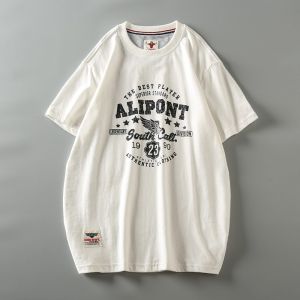 Summer New Arrival American Casual Pure Cotton Washed Brushed Creative Printing round Neck Fashionable Versatile Short Sleeve T-shirt Men