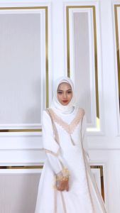 Abaya putih turki mewah dan elegan gamis putih wanita dewasa turkey manasik haji dan umroh terbaru