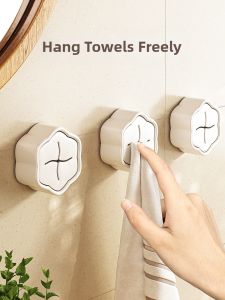 Hourleey | No-Drill Bathroom Storage Rack Wall Mounted Towel Hook