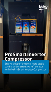 Beko Kulkas 2 Pintu RDNT376E50VDUGBL - Kapasitas 375liter Inverter Harvest Fresh & Dispenser