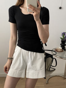 Áo Thun Cotton Ôm Vừa Vặn Cổ Tròn Mùa Xuân Hè Mới Về Áo Thun Cotton Co Giãn Thoải Mái Lưng Đẹp Cho Nữ