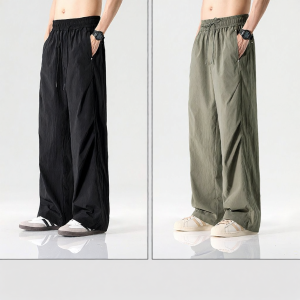 Ice Silk Cool Summer Lightweight Quick-Dry Loose Fit Straight Leg Pants