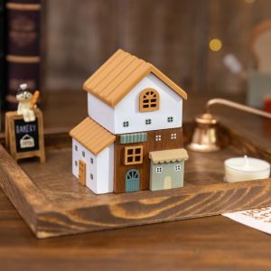 Xmas Vintage House Shaped Candle Stick Aroma Candle Holder House Decor Table Candlelight Dinner Props Atmosphere New Year Gift