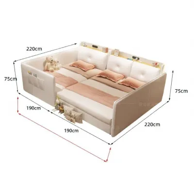 Family Bedroom 2mX2m2 Parent-Child Bed Second Child Household Tatami Four People Bed Master Bedroom No Disturbance Large Bed