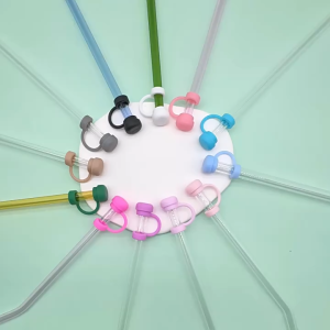 AN Tutup Sedotan Warna Solid Penutup Sedotan Silikon Food Grade Tutup Sedotan Anti Debu COD