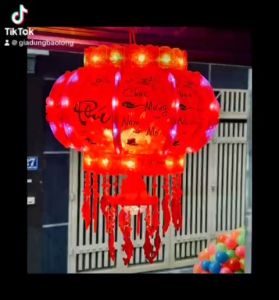 Lồng Đèn 3D trang trí Tết chữ Việt / Quả Cầu Đèn Điện Xoay 360 Kết Hợp Đèn Led Hàng Loại 1 Xịn