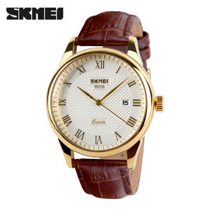 SKMEI Business Mens Watches Top Brand Luxury Leather Strap Watch Men 3Bar Waterproof Quartz Wristwatches relogio masculino 9058