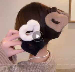 Jedai Wanita Bahan Bulu Lembut / Jepit Rambut Silang Gaya Korea Warna Soft Aksesoris Rambut  / Jepitan Model Terbaru /Jepitan Kekinian