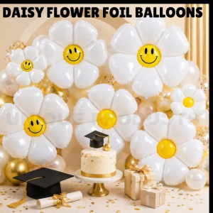 NEW Daisy White Flower Foil Aluminum Balloon Ins Style Party Decor Birthday Baby Shower Wedding Graduation Sunflower