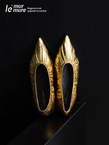 Le Murmure Spring Autumn Pointed Toe Folded Edge Flat Bottom Womens Shoes Fashionable Casual Loafers Leather Slip-On