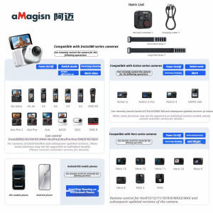 aMagisn 50M Bluetooth Remote Control For lnsta360 Go Ultra/X4 Air/X5/X4/AcePro 2/Go 3s/GoPro/DJI Osmo Action 6 5 4/360/Mobile Phone Mini Smart Shutter Controller Cameras Accessories