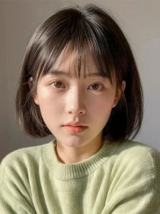 Invisible Traceless Womens Full Head Wig Short Bob Haircut Middle Part Natural Looking Human Hair Top Cover White Concealment