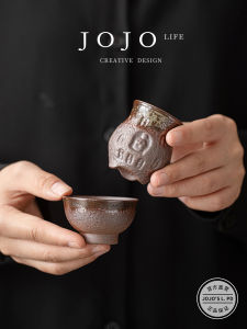 JOJOS L PD.Firewood Vintage Thick Earthen Tea Cup Petal Cup Chinese Style High Temperature Burned Dining Utensils Tea Set