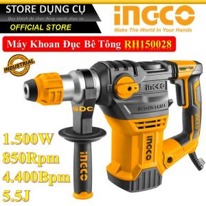 1500W Máy khoan đục bê tông INGCO RH150028 máy khoan đục đầu gài SDS khoan tối đa bê tông 32mm máy khoan đục 14ly