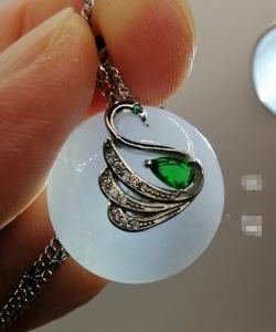 ❤️100% Authentic Brand New Set "A" grade Burmese jade pendant (Zilulan 紫罗兰) lovely dreamland lavender colour highly sought after very high translucency icy grade lustrous surface S925 sterling silver zirconia framed rarely available symbolise peace love