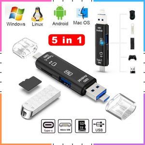【Ready Stock】5 in 1 Type C Micro USB 3.0 TF OTG Adapter SD Card Reader/USB 3.1 Memory Card Reader Adapter For Laptop Phones Computer