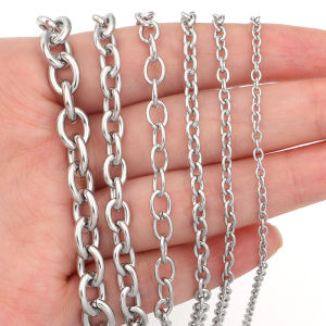 5 หลา/ม้วน 3/4/5/7/8 มม.โซ่สแตนเลส O-Shaped BULK Link โซ่สร้อยคอ Link สําหรับเครื่องประดับ Hand Made CHAIN