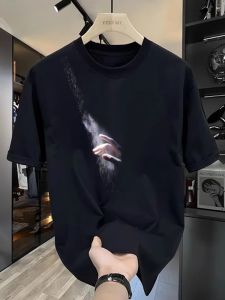 Outlet Pure Cotton Personality T-Shirt Loose Short Sleeve round Neck Summer Versatile Cool Printed Mens Fashion Top