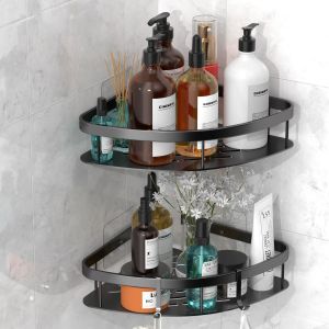 Bathroom Shelf Aluminum Alloy Shampoo Rack Makeup Storage Organizer Shower Shelf Bathroom Accessories No Drill Wall Corner Shelf
