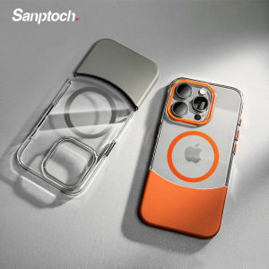 Sanptoch For Magsafe Transparent Splicing Phone Case For iPhone 16 / 15 / 14 / 13 / 12 Pro Max Crystal Clear Non-yellowing Hard Cover For iPhone 16 Pro Max Ultra Slim PC Protection Casing