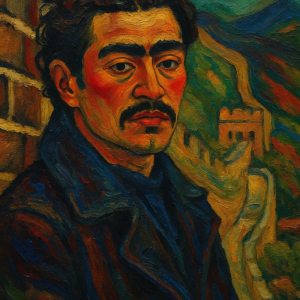 Tranh Nghệ thuật "Người Đàn Ông Đứng Bên Vạn Lý Trường Thành" VIETSMART ART - Acrylic 60 x 70cm