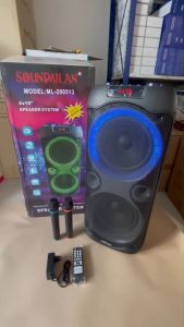 ตู้ลำโพงบลูทูธ เปลี่ยนโหมดไฟ 4000 W รุ่น ML-200513 สีดำ พกพา 10 นิ้ว x2ดอก แสงสีวิบวับ ขนาดยักษ์