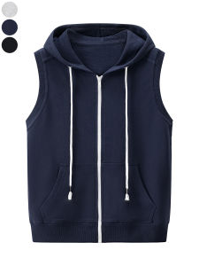 เสื้อกั๊กแขนกุดคอตตอนสีพื้นสำหรับผู้ชาย สไตล์ลำลอง สไตล์สปอร์ต ระบายอากาศได้ดี ฤดูใบไม้ผลิ 2025