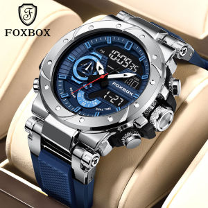 LIGE Foxbox Arloji Pria Asli Dual Dispaly Bercahaya Anti Air Olahraga Jam Tangan Digital untuk Pria