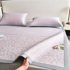 MINGSHA | Cool Feeling Iced Silk Small Floral Pattern Bed Mat Set