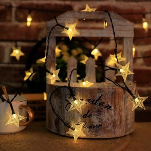 12m/7m/5m Outdoor Solar Star String Lights Waterproof Solar Lights Fairy Lights Star for Christmas Garden Wedding Decoration