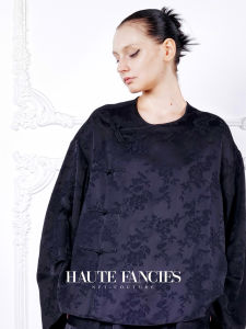 Elegant New Chinese Style Silk Shirt Button up Top Haute Fantasies Original Design round Neck Long Sleeve Loose Fit Womens Fashion