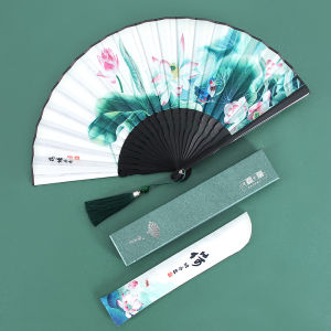 Elegant Bamboo Folding Fan 8 Inch Portable Mini Summer Fan for Men Traditional Chinese Style Handmade Silk Fan Leaf