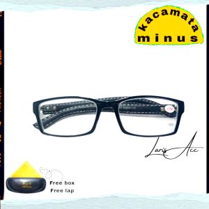 Kacamata Minus Kulit Pria dan Wanita Lensa Stadar Optik Model Kotak Kaki Lentur Gratis Kotak + Lap