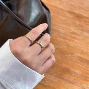 Nhẫn Vàng 18K Không Rỉ Sét Mới 2024 Nhẫn Nhẫn Thép Mạ Đồng Mỏ Tungsten Mỏng Dày Cho Nam Và Nữ Cặp Đôi Phong Cách Hàn Quốc