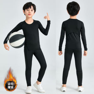 Childrens Winter Football Sport Suit Boys Tight Training Clothes Thermal Underwear Fleece Lined Goalkeeper Jersey Base Layer