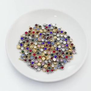 10pcs/lot 6mm Stainless Steel Crystal Stone Charms Colorful Round Mini Pendants For Jewelry Making DIY Necklace Gift Accessories