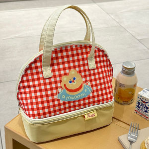 กระเป๋าใส่ข้าวมื้อเช้าลายการ์ตูนสไตล์เกาหลีความจุขนาดใหญ่พร้อมสายสะพายไหล่สำหรับเด็กและเยาวชน