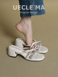 UECLE MA | Elegant Summer Bow Slipper High Heels