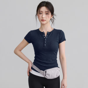 VOJ | Sport Slimming Fitted Henry Neck Shirt V-Neck