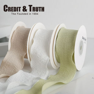 Bakery Silk Ribbon Fish Tail Gauze Texture Lace Edge Artistic Band Polyester Material for Floral Clothing Baking Packaging