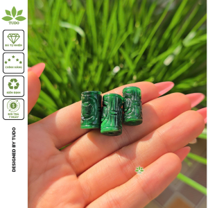 Q2504 Charm lu thống trúc khắc to Cẩm Thạch Sơn Thủy size 10x17mm - 10x20mm sẵn lỗ 3li ko kén mệnh - Phong Thủy TUDO