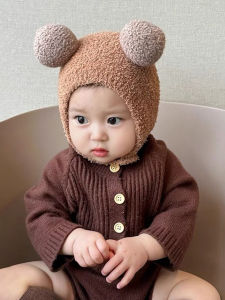 Cute Knitted Plush Baby Hat for Boys and Girls Ideal for Autumn and Winter Warming Hair Covering Ear Protection