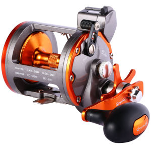 Sougayilang Line Counter Trolling Reel Conventional Level Wind Fishing Reel for Sea Bass Grouper 4.1:1/6+1BB Max Drag 30Kg