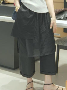 Shalldoer | Casual High Waist Wide Leg Pants Womens Summer New Style Trousers Net Splicing Straight Cut Drawstring Loose Fit Trousers