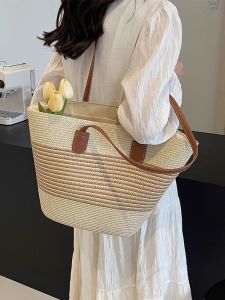 JIFANPAUL | Beach Tote Straw Bag Womens Large Capacity 2026 New Summer Versatile Shoulder Tote Bag