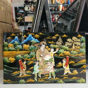 Tranh sơn mài mừng thọ Bà 50x80 cm sơn mài đắp nổi