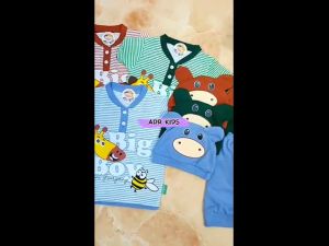 Setelan Baju Bayi Laki-laki Motif Salur Big Giraffe Estimasi Usia 0-6 Bulan