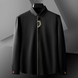 Fashionable Casual Short Sleeve Shirt Mens Large Size Stand Collar Inner Wear Business Leisure White Shirt Urban Style Polyester Fiber