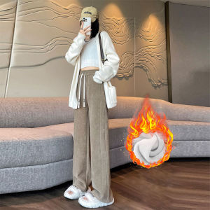 กางเกงขายาวทรงหลวมเอวสูงสำหรับผู้หญิง กางเกงขายาวทรงหลวมสไตล์ยุโรป ผ้าฝ้ายผสมโพลีเอสเตอร์ ทรงหลวมสบาย ๆ ฤดูใบไม้ผลิและฤดูใบไม้ร่วง