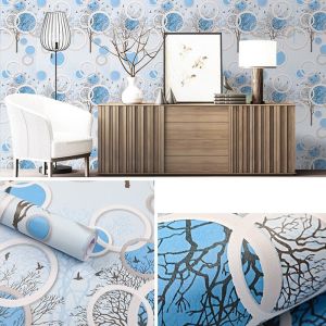 Wallpaper Dinding Polkadot Biru Ukutan 45 Cm x 10 Meter